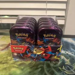 Lot of 10 Sealed Mini Tins Pokemon TCG Mega Evolution Mega Heros W/ Display Box - Image 1