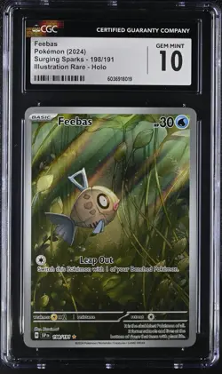 CGC 10 Pokemon TCG 2024 Surging Sparks #198/191 Feebas Illustration Rare Holo - Image 1