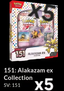 5 Alakazam EX Collection Box 20 Booster Packs Pokemon TCG Scarlet & Violet 151 - Image 1