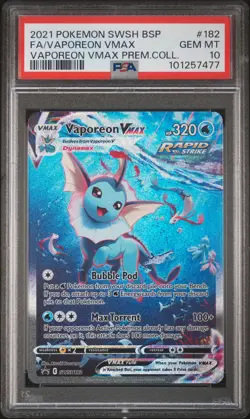 2021 POKEMON SWSH BLACK STAR PROMO #182 FULL ART/VAPOREON VMAX PSA 10 - Image 1