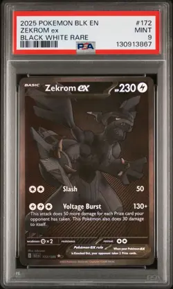 2025 POKEMON BLK EN-BLACK BOLT BLACK WHITE RARE #172 ZEKROM EX PSA 9 - Image 1