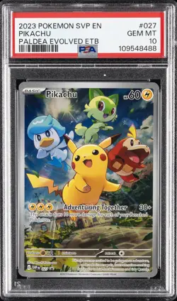 2023 POKEMON SVP EN-SV BLACK STAR PROMO #027 PIKACHU PSA 10 - Image 1