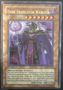 YUGIOH Ultra Rare Dark Eradicator Warlock SD6-EN001 1st Edition - Image 1
