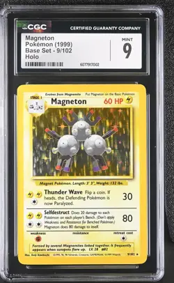 CGC 9 MINT Magneton 1999 Base Set 9/102 Holo Pokemon Card - Image 1