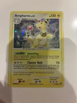 Pokemon TCG Ampharos Card Secret Wonders 1/132 Holo Rare LP Condition - Image 1
