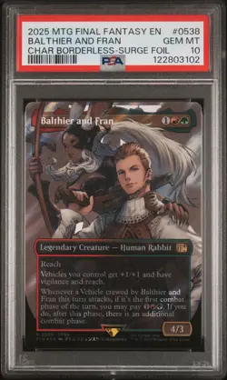2025 MTG FINAL FANTASY CHARACTER BORDERLESS-SURGE FOIL BALTHIER AND FRAN PSA 10 - Image 1