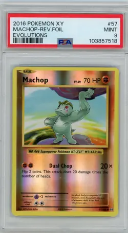 2016 Pokemon XY Evolutions Machop Reverse Holos #57/108 PSA 9 - Image 1