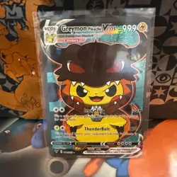 Pokemon Greymon (Digimon) Pikachu Vcos Full Alt Art Fan Art Near Mint - Image 1
