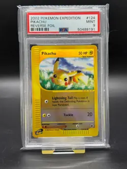 Pokemon - PSA 9 - Pikachu - Reverse Holo - #124 - Expedition - Image 1