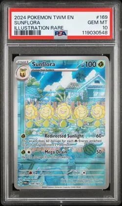 2024 POKEMON TWM EN-TWILIGHT MASQUERADE ILLUSTRATION RARE #169 SUNFLORA PSA 10 - Image 1