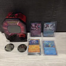 Pokemon TCG Destined Rivals Team Rocket Tin Bundle Job Lot 35 Cards - Image 1