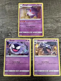 GENGAR GASTLY HAUNTER 3 CARD EVOLUTION SET 2022 SWSH Lost Origin HOLO Pokemon - Image 2