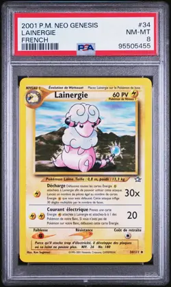PSA 8 NM MINT Lainergie Flaaffy 34/111 Neo Genesis FRENCH Pokemon Card - Image 1