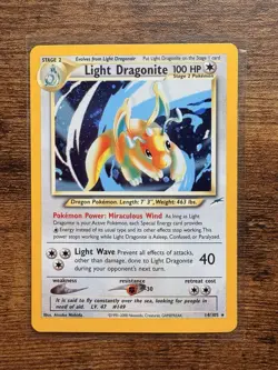 Pokemon TCG Light Dragonite Neo Destiny 14 Holo Unlimited Rare Card - Image 1
