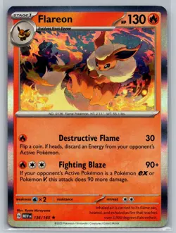 Flareon #136/165 SV: Scarlet & Violet 151 Holo Rare - Pokemon Cards E43 - Image 1