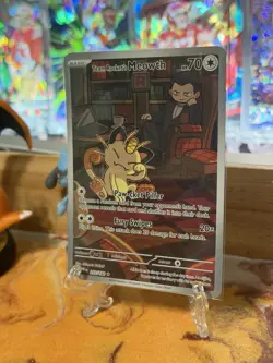 Pokemon Destined Rivals DRI EN Team Rockets Meowth 203/182 Illustration Rare NM - Image 5
