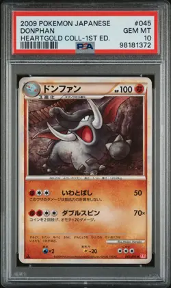 Pokemon PSA 10 2009 1st Edition Japanese Donphan Heartgold Collection - Image 1