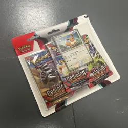 Pokemon Scarlet & Violet Obsidian Flames: 3 Pack Blister Eevee - SEALED - Image 1