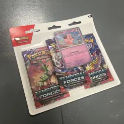 Pokemon TCG Scarlet & Violet TEMPORAL FORCES 3 Pack Blister Cleffa Sealed - Image 1