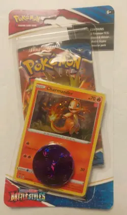 Pokemon Charmander Battle Styles Promo SWSH092 Galaxy Holo Swirl Checklane Pack - Image 1