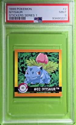 PSA 9 Mint 1999 Pokemon ~ Ivysaur ~ Stickers Series 1 #2 - Image 1