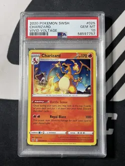 2020 Pokemon SWSH Vivid Voltage Charizard Rare #025 PSA 10 - Image 1