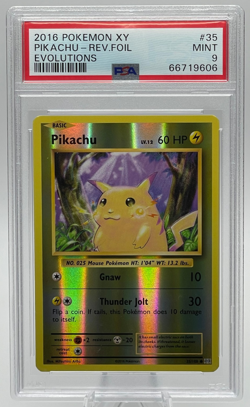 2016 POKEMON XY EVOLUTIONS #35 PIKACHU REVERSE FOIL PSA 9 MINT - Image 1