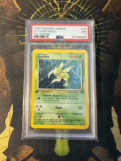 Pokemon Scyther 10/64 Jungle 1st Edition Vintage Holo PSA 7 - Image 1