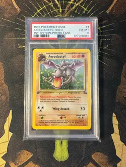 Pokemon Aerodactyl 1/62 Fossil 1st Edition Prerelease Vintage Holo PSA 6 - Image 1