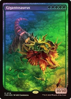 Foil Textless GIGANTOSAURUS Rare R 0718 FDN EN MTG Magic - FOUNDATIONS - 2024 - Image 1