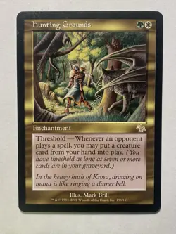1X Played MTG Magic The Gathering Hunting Grounds Judgement Rare Gold Card - Image 1