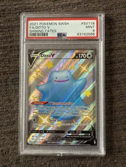 2021 Pokemon SWSH Shining Fates Ditto V Card PSA 9 Mint #SV118 - Image 1