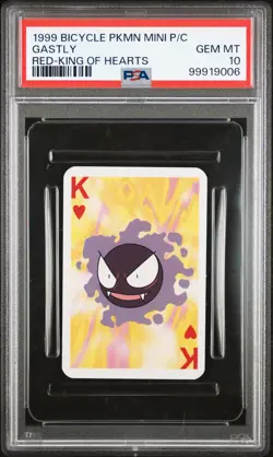 1999 BICYCLE POKEMON MINI PLAYING CARDS RED DECK KING OF HEARTS GASTLY PSA 10 - Image 1