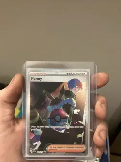 Pokemon TCG Penny Paldean Fates Trainer Holo Card 239/091 Illustration Rare - Image 1