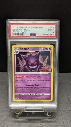 Pokemon SWSH Gengar Lost Origin Pre Release Promo HOLO #241 PSA 9 - Image 1