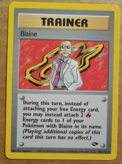 Blaine 100/132 Rare Gym Challenge Non-Holo Trainer Pokemon NM/LP - Image 1