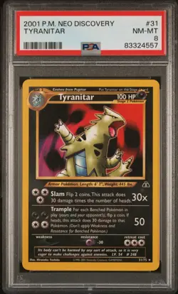 Pokemon Tyranitar Non holo Neo Discovery PSA 8 - Image 1