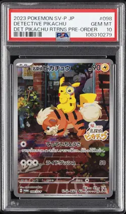 2023 POKEMON JAPANESE SV-P PROMO #098 DETECTIVE PIKACHU PSA 10 - Image 1
