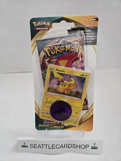 *FACTORY SEALED NEW* Pokemon TCG Promo Darkness Ablaze Pikachu Blister Pack Coin - Image 1