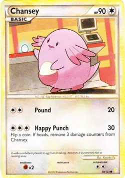 Pokemon - Chansey - 58/123 - Common - HeartGold SoulSilver - LP - Image 1