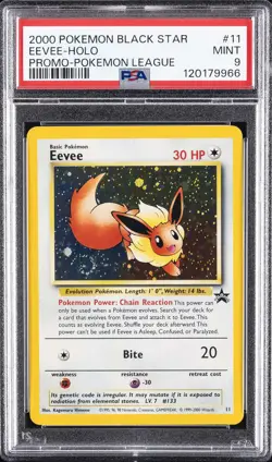 2000 POKEMON PROMO BLACK STAR POKEMON LEAGUE #11 EEVEE-HOLO PSA 9 - Image 1
