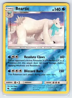 Beartic 62/214 Sun & Moon Lost Thunder Pokemon Card Reverse Holo Rare - Nm - Image 1