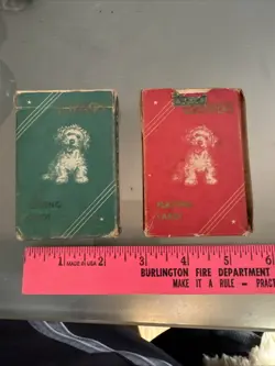 Lot Of 2x Whiskers Dog Poker Vintage Original Linen Finish Playing Cards Decks - Image 1