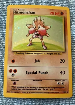 HITMONCHAN # 7/102 Hologram Foil Rare Base Set Pokemon Card PSA READYUMint CardU - Image 1