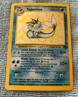 VAPOREON #12/64 JUNGLE SET 1999 POKEMON TCG HOLO FOIL GRADE READYU Mint CardU - Image 1