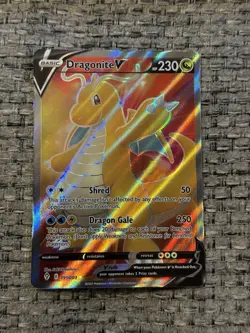Pokemon TCG Dragonite v Evolving Skies Holo Ultra Rare Full Art Card 191/203 - Image 1