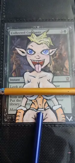 Mtg Hand Painted Altered Art Collected Company Cute Anime Girl Artwork Signed - Image 1