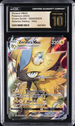 2023 POKEMON CROWN ZENITH GALARIAN GALLERY HOLO ZERAORA VMAX CGC 10 PRISTINE - Image 1
