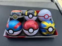 Pokemon TCG Poke Ball Tin EMPTY Lot Of 6 With Coins - Rare - Collector Balls - Image 1