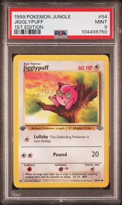 1999 POKEMON JUNGLE 1ST EDITION #54 JIGGLYPUFF PSA 9 - Image 1